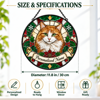 Décoration murale en vitrail 2D personnalisée pour Noël, style bohème, à suspendre sur fenêtre, pour animaux de compagnie, idéale pour le dropshipping