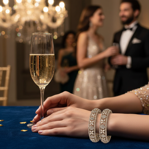 Elegant <b>Gold</b> Plated Crystal Stone Bracelets and <b>Bangles</b> <b>Set</b> Luxury Jewelry Collection for Women for Parties Weddings Festivals - Product Image 3