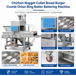 Pépite de poulet escalope <span class=keywords><strong>pain</strong></span> Burger miette oignon anneau pâte battage machine - Product Image 3