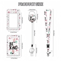 Ilustrasi Gaya INS, Set Kombo Tempat Kartu ID dengan Gantungan Lanyard dan Badge Plastik Kancing Tekan Bermotif Bunga dan Daun, Hadiah Profesional untuk Tempat Kerja