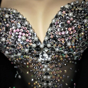 夏季闪亮舒展透视网眼水晶俱乐部派对连衣裙女性bodcon透视迷你连衣裙性感舞会连衣裙加号 - Product Image 6