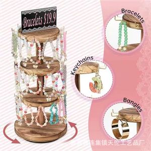 Wooden multi-layer rotating jewelry <b>storage</b> rack, <b>dressing</b> <b>table</b> jewelry organizer, jewelry display rack - Product Image 3