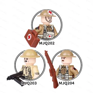 Diy Ww2 Militaire Bouwstenen Minifigs Leger Soldaat Met Mes Bakstenen Sets Speelgoed Voor Kinderen MJQ202-204