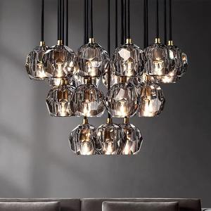 אמריקאי וילה חדר מדרגות גדול נברשת ברזל מנורת נר ברזל רטרו עליית גג תלייה ארוכה נברשת - Product Image 2