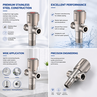 Robinet d'arrêt d'angle en acier inoxydable G1/2 type T 1 entrée 2 sorties brossé pour eau chaude OEM