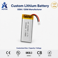 Baterai Lipo Slim Strip Custom 602060 3.7V 800mAh Lithium Polymer Isi Ulang dengan Proteksi PCM dan Konektor JST untuk Smartwatch