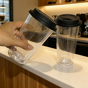 ถ้วยกาแฟแก้วสองชั้นขนาด350มล. ทนความร้อนพร้อมฝาซิลิโคนปรับโลโก้ได้ - Product Image 5