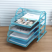 Fournitures de bureau : Porte-documents pliable à trois niveaux en métal, type sur pied, avec plateau de rangement pour documents en fer