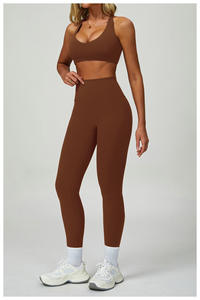 Venditore Esperto Completo Personalizzato da Donna per Yoga e Fitness con Crop Top a Maniche Lunghe e Pantaloni Set da <span class=keywords><strong>Palestra</strong></span> Antiurto per Signora - Product Image 4