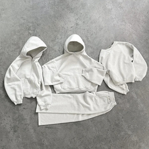 Conjunto de sudadera y pantalones de chándal de pierna ancha de dos piezas de algodón pesado para hombre, jersey de gran tamaño personalizado, fabricante de chándal para hombre - Product Image 1