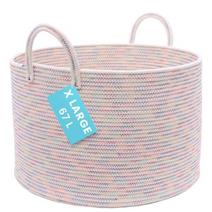 Cesta de Almacenamiento de Cuerda de Algodón Tejida, Cesta para Juguetes, Cesto para Ropa Sucia, Cesta para Guardería - Product Image 1