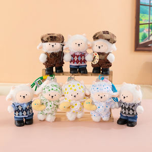 Porte-clés en peluche mignon en forme de petit mouton artiste, cadeau pour enfants, poupée agneau, porte-clés avec squelette interne mobile - Product Image 4