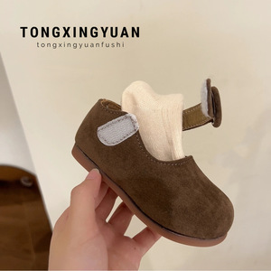 Girls' Princess Shoes Round Buckle Fashion Single Shoes Lightweight Soft <b>Sole</b> Loafers Party 4-6Y Solid Color - Product Image 4