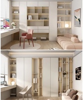 Porte secrète murale moderne en bois massif et acier inoxydable extensible sur mesure avec compartiment de rangement dissimulé pour salon