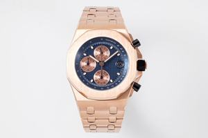 Montre mécanique de luxe 42 mm en or rose avec mouvement ETA 3126, qualité supérieure d'usine APF, chronographe multifonction, bracelet en acier - Product Image 2