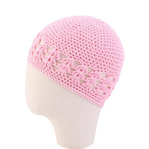 قبعة أطفال من القطن الكوفي للبيع بالجملة قبعة كلاسيكية كروشيه مصنوعة يدويًا من الكروشيه للفتيات قبعات أطفال - Product Image 5