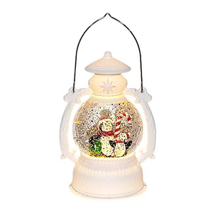 Noël boule à neige lanterne filature eau scintillante bonhomme de neige scène alimenté par batterie bonhomme de neige blanc/ange famille pour noël - Product Image 3