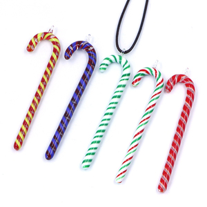 Adornos Navideños de Cristal Hechos a Mano, Coloridos, Estilo Murano, con Forma de Bastón de Caramelo, Pequeños, para Decoración del Hogar y Fiestas - Product Image 2