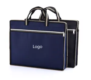 Bolsa de tela Oxford B4 con impresión de logotipo personalizado al por mayor, bolso de mano para documentos de ordenador, bolso de mano para conferencias