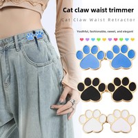 Kancing Logam Bentuk Cakar Kucing Lucu untuk Mengencangkan Pinggang Celana Jeans, Rok, Celana Panjang, Tanpa Paku, Dapat Dilepas, Bentuk Cakar Kucing
