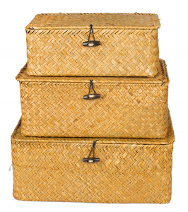 Cesto de regalo Cestas de algas marinas Cesta de alta calidad Precio barato Mimbre tejido Pequeño cuadrado Paja Fruta Almacenamiento en el hogar Color natural - Product Image 5