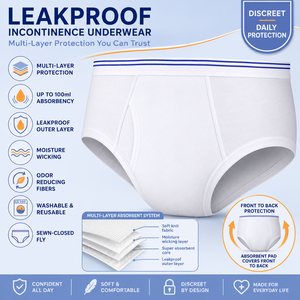 Caleçons Boxers <span class=keywords><strong>Urinaires</strong></span> <span class=keywords><strong>pour</strong></span> <span class=keywords><strong>Hommes</strong></span>, 4 <span class=keywords><strong>Couches</strong></span>, Anti-Fuite 100 ml, avec Coussinet Intégré, Respirants, Anti-Odeur, en Tissu Doux, Lavables, OEM, <span class=keywords><strong>pour</strong></span> Adultes - Product Image 2
