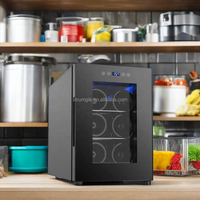 Nouvel arrivage Refroidisseur à vin électrique 6 bouteilles Mini réfrigérateur portable à affichage LED pour la maison, l'hôtel, l'extérieur de la voiture avec une capacité de 16 litres