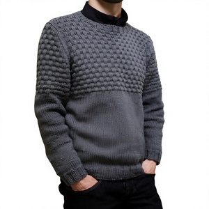 <b>Men's</b> Lightweight Long-Sleeve Crewneck <b>Sweater</b> (Plus Size Available) Acrylic/Nylon/Wool Winter Breathable Anti-Pilling Fully - Product Image 3