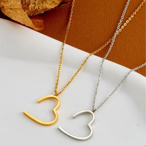 Collar elegante de corazón abierto XL176, collar ajustable hipoalergénico de acero inoxidable, joyería minimalista para mujer - Product Image 6