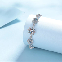 Bracelet chaîne flocon de neige en argent sterling S925 avec moissanite, bijoux haut de gamme pour femmes, tendance, certifié, pour les fêtes