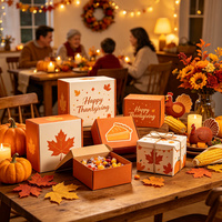 Scatola Regalo Personalizzata per Halloween e Ringraziamento, Scatola Pieghevole in Carta per Spedizioni con Manico e Finestra, Vendita all'Ingrosso