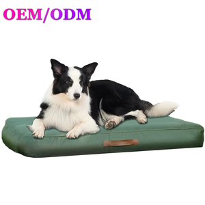 Tempat Tidur Hewan Peliharaan Tahan Air untuk Luar Ruangan, Alas Anjing Tiup Warna Hijau, Penutup Dapat Dilepas, Alas Anti-Selip untuk Anjing Kucing, Busa Padat, Kotak Fashion - Product Image 1