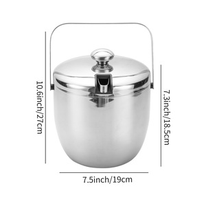 Cubo de Hielo de Acero Inoxidable 304, Cubo de Hielo Recto de Doble Capa Engrosado con Tapa, Cubo de Hielo para Vino Tinto para Bar KTV, Cubo Enfriador - Product Image 2