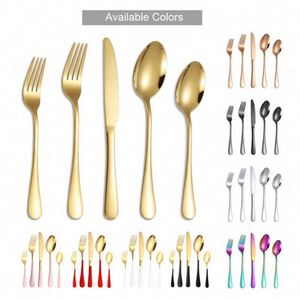 Juego de Cubiertos de Acero Inoxidable Dorado de Lujo al por Mayor, Juego de Cuchara, Tenedor y Cuchillo para Bodas, Restaurantes y Hoteles - Product Image 2