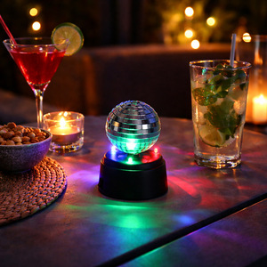 Lampe LED rotative en verre argenté, style boule disco, fabriquée à la main, mini-lumières de scène magiques pour fêtes, Nouvel An, Saint-Valentin - Product Image 2