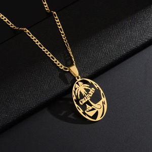 Collar Personalizado de Guam, Chapado en Oro de 18k, Acero Inoxidable, Impermeable, con Diseño de Palmera, Joyería para Viaje, Recuerdo - Product Image 2
