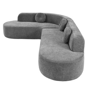 Sofá Seccional Esquinero Ovalado Contemporáneo con Relleno de Esponja, Chaise Longue de 3 Plazas para Uso en Villas - Product Image 5