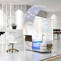 Kursi Spa Kaki Salon Pijat Elektrik Mewah Desain Asli RJ, Kursi Pedikur Bundar yang Dapat Disesuaikan, Mangkuk Kaca Keramik, Pompa Jet