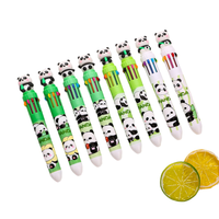 Stylo à bille fantaisie Panda Cartoon, 10 couleurs, multifonction, stylo en plastique Kawaii avec une largeur d'écriture de 0,5 mm