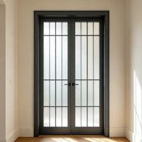 Source Factory Bulk Order French Grid Bars Double Glazed Heat Insulation Impact Resistant Aluminum Glass Casement Door
