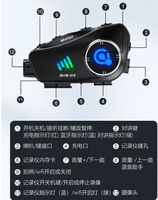 Casque de moto avec interphone et microphone, caméra d'enregistrement HD, interphone BT pour 2 personnes, portée de 1000 mètres