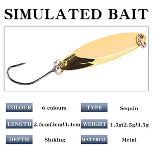 Leurre Spinner Angulaire à Hameçon Simple 1g 2g 3g, Jig Métallique pour Pêche au Bar en Eau Douce, Appât de Fond, Longue Portée, Argent, Or, Bleu Irisé - Product Image 2