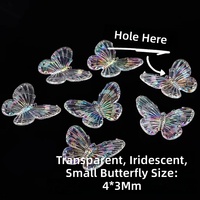 Pendentifs papillons acryliques colorés irisés arc-en-ciel AB pour accessoires de bricolage, accessoires vestimentaires, décorations de mariage