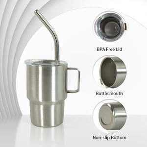 كوب زجاجي مزدوج الجدار 90 AGH مع فراغ 3 أونصة مع قش بمقبض - Product Image 3