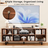 Meubles TV modernes du milieu du siècle, tables pour téléviseurs de 55 à 65 pouces, console multimédia en bois avec portes cannelées pour salon