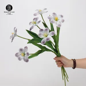 Vendita diretta in fabbrica Brownie Tulip 3D PU fiore artificiale a mano materiale per decorazione domestica imitazione pittura a olio Bouquet - Product Image 4