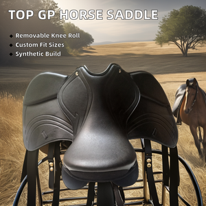 อานม้าสังเคราะห์คุณภาพสูงแบบอังกฤษทำจากใยหนังม้วนเข่าถอดได้สำหรับขี่ม้า - Product Image 3