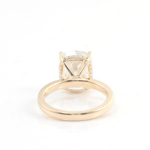 Anillo de boda para mujer, sortija larga, oro amarillo de 14 quilates, 14k, piedra preciosa, 9x11mm - Product Image 4