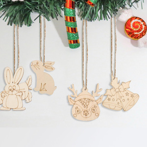 10ชิ้นการ์ดไม้เล็กๆป้ายคริสต์มาสเครื่องประดับงานหัตถกรรมเครื่องเลเซอร์ข้ามพรมแดนกระบวนการแกะสลักลายทาสีถาดแกะสลัก - Product Image 3