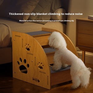 Massivholz Umweltfreundliche Haustiertreppe Rutschfeste Schräge Leiter Quadratische Form PP-Baumwollfüllung Kleine Größe Sofa für Hunde und Ihre Pelzigen Freunde - Product Image 5